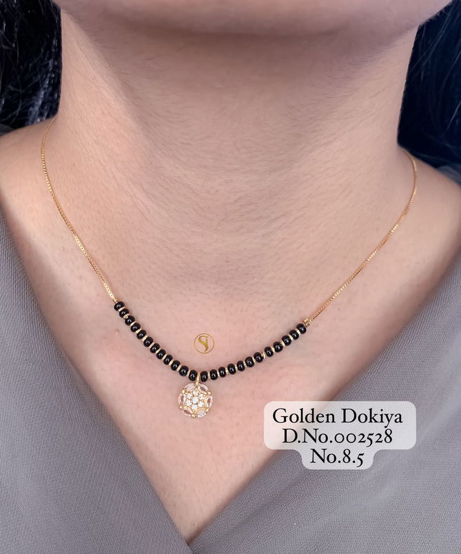 4 AD Diamond Daily Wear Golden Mangalsutra Dokiya Wholesale Shop In Surat
